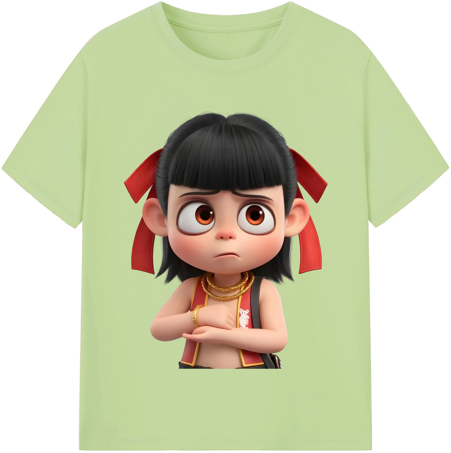 （画像用） Ne Zha 2 ナタ 魔童の大暴れ 綿100％半袖Tシャツ（フロントプリント）
